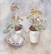 Tessa Newcomb (b.1955) Oil on board 'Primula Veris Gold Lace' Initialled lower right and signed to