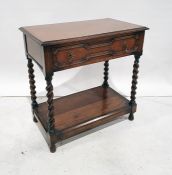 Early 20th century oak single drawer sidetable, the rectangular top above single drawer, barleytwist