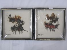 Brandon (20th century) Pair of oils on board Military skirmishes, signed lower left, 25cm x 25cm (