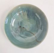 Royal Doulton Titanian ware shallow bowl, circa 1920, printed black marks, bird on branch decorated,