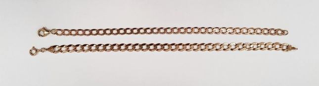 Two 9ct gold faceted curb link bracelets, approx. total weight 15.7g