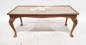 Modern rectangular mahogany coffee table on cabriole legs