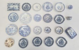 Collection of Staffordshire pottery miniature plates, dishes and other dinnerware, 19th century