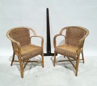 Pair of cane armchairs and a draughtsman's square (3)