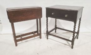 Oak single drawer side table and one further table