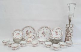 Dresden-style porcelain  tea service for eight persons, allover naturalistic floral decoration and