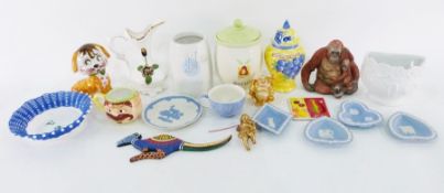 Quantity of assorted ornaments, ceramics, handbags, silk scarves (3 boxes)