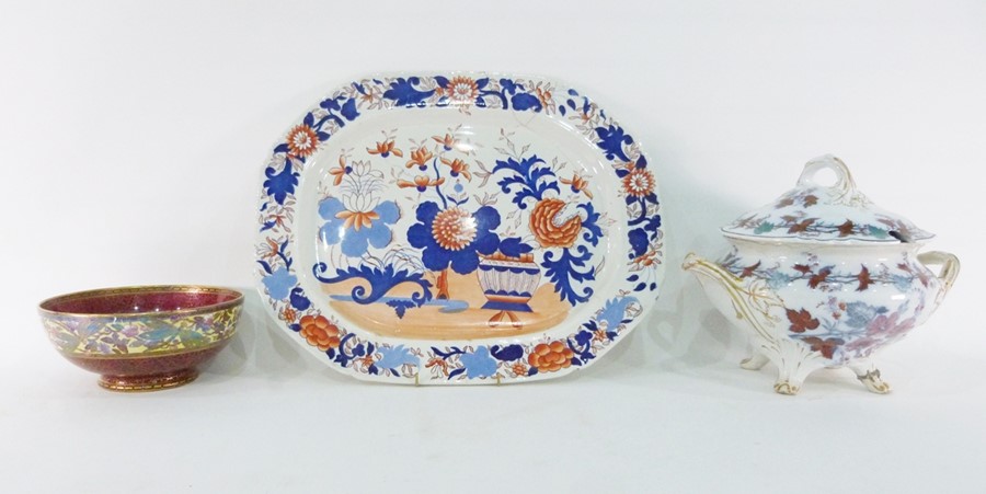 Maling lustre bowl, the interior decorated with butterflies, the outer rim with dragonflies, the rim - Image 2 of 2