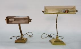 Vintage-style brass desk lamp with articulated arms and a modern brass-coloured metal desk lamp (2)