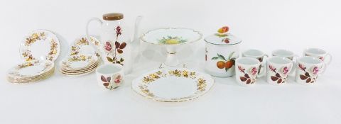 Camelot Ironstone Washington pottery part tea service, a comport, ornaments, assorted prints, carved