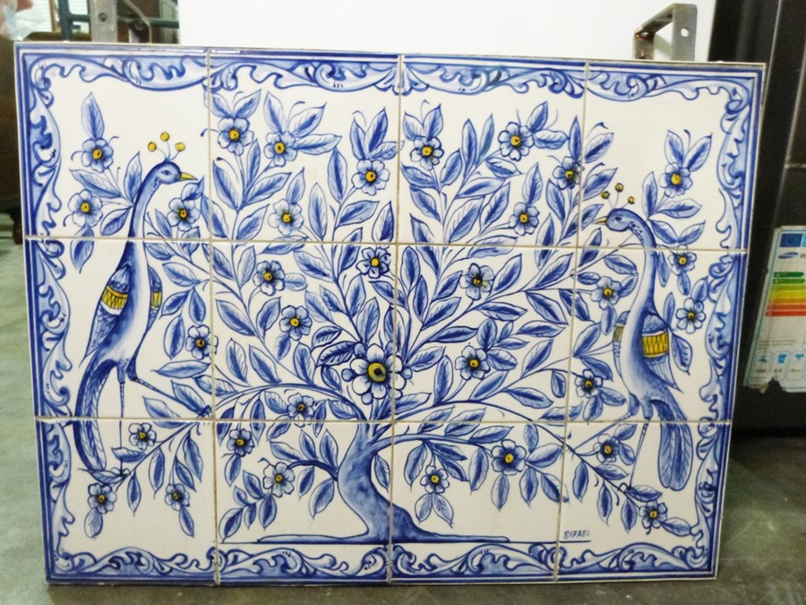 Tile back with metal fixings for behind a cooker or similar, 46cm x 61cm