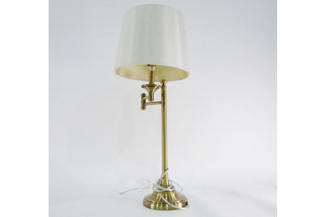 Brass table lamp with adjustable arm, 50cm high approx.