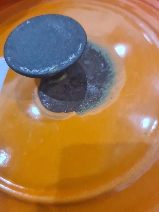 Large Maxwell Williams ceramic casserole, a cream cast iron casserole, two orange Le Creuset - Image 11 of 13