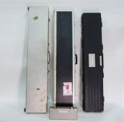 Two Boxx metal gun cabinets, a Mannlicher gun case, two others and a small gun cleaning kit (6)