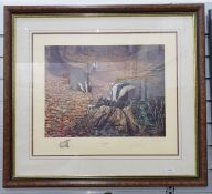 Framed colour print Grand piano in multi colours, 66cm x 65cm (including frame)