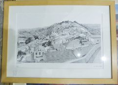 Tuscan sunrise print, a Lorry silver photographic print, another framed print and an oval mirror