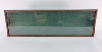 Wooden display case with glazed top, 106cm x 33cm x 9cm