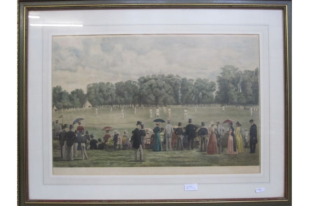 19th century school  Colour print "The Cricket Match Tonbridge School", printed by Hullmandel & - Image 2 of 2
