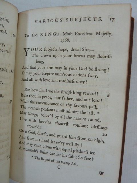 Wheatley, Phillis " Poems on Various Subjects, Religious and Moral by Phillis Wheatley, Negro - Image 14 of 23