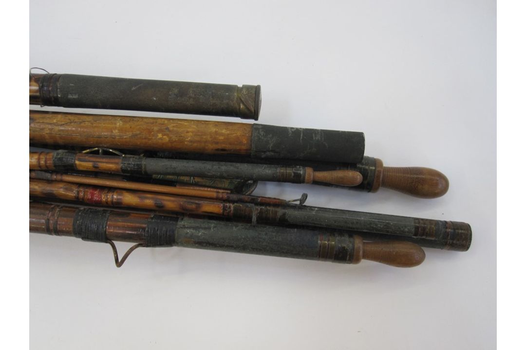 Various cane and other fishing rods, a reel and a net - Image 4 of 8