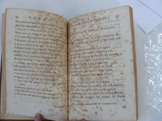 Wheatley, Phillis " Poems on Various Subjects, Religious and Moral by Phillis Wheatley, Negro - Image 17 of 23