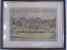 Boxing interest: 19th century school  Coloured engraving  
