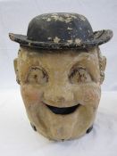 An early to mid 20th century painted Papier Mâché Carnival Parade Head in the form of a Gentleman in