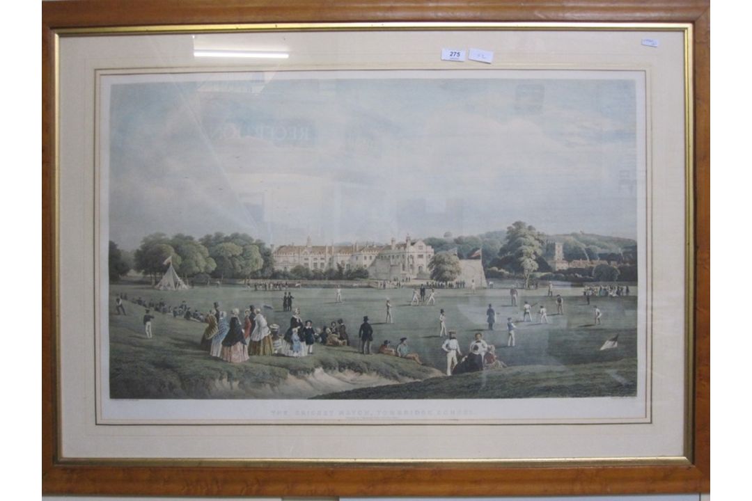 19th century school  Colour print "The Cricket Match Tonbridge School", printed by Hullmandel & - Image 1 of 2