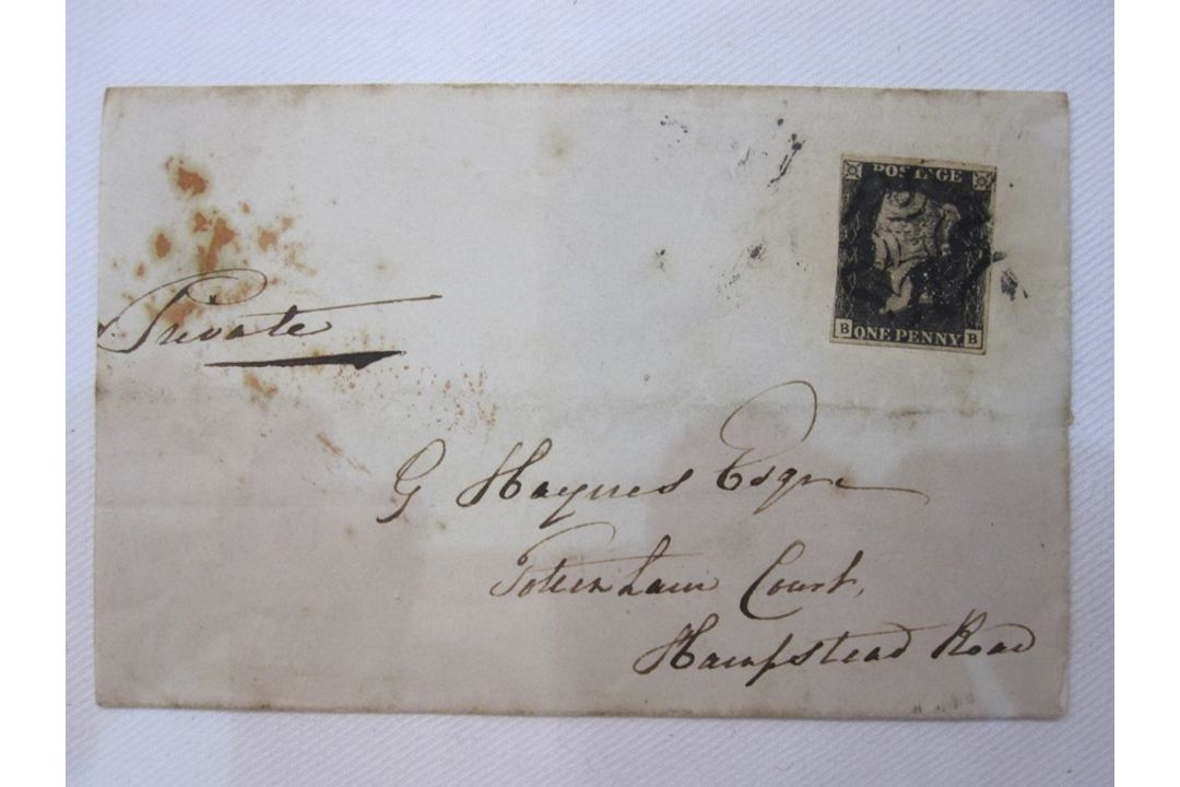 1d black (two margins) on cover, OCT 1840, plus two small envelopes with Indian stamps, 1d black - Image 6 of 9