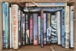 Militaria, three boxes of books on the subject of war, to include John Nigel George 