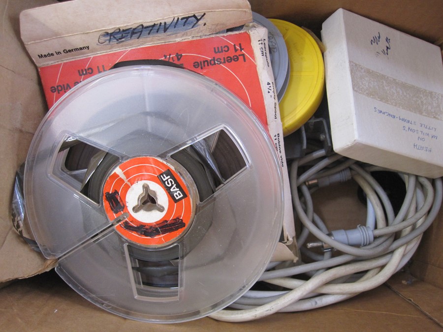 Microphone, Da-Lite projector screen (boxed), a movie cine editor (boxed), various records, etc - Image 2 of 7