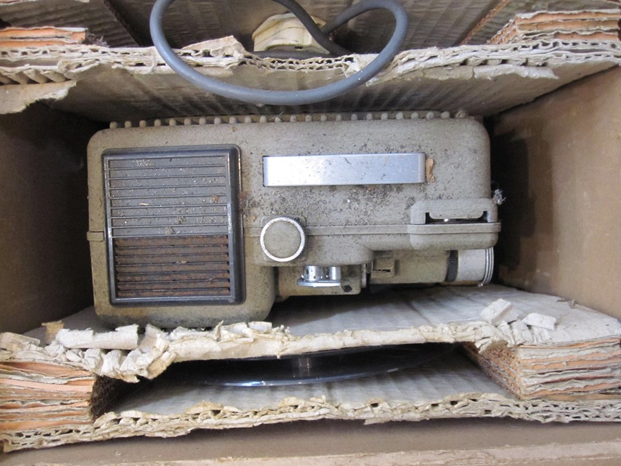 Microphone, Da-Lite projector screen (boxed), a movie cine editor (boxed), various records, etc - Image 4 of 7