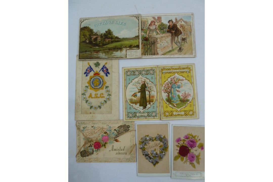 Postcards - embroidered silk postcards,  ( 2) Christmas cards by William Luks,  fold out Christmas - Image 2 of 7