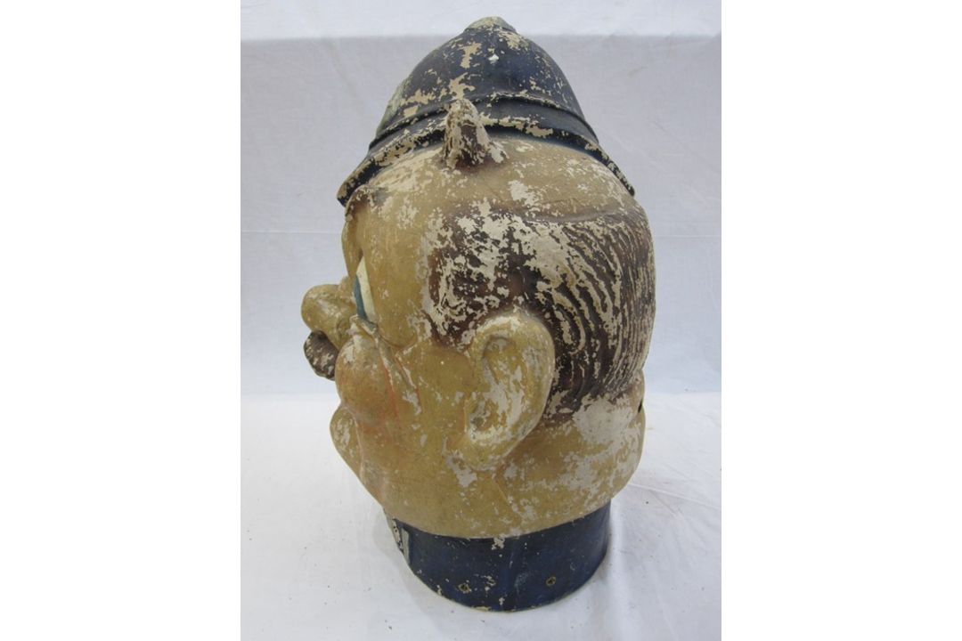 An early to mid 20th century painted Papier Mâché Carnival Parade Head in the form of a policeman, - Image 3 of 5