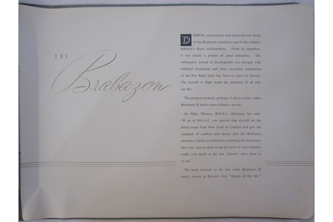 Souvenir brochure celebrating the Brabazon 1 in service, document issued by the British Aeroplane - Image 2 of 5