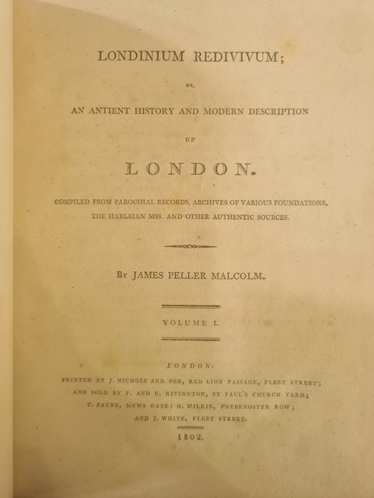 Malcolm, James Peller  "Londinium Redivivum or an Antient History a Modern Description of - Image 3 of 10