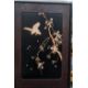 Pair Japanese shibayama lacquer panels, bone and mother-of-pearl inlaid, birds on flowering - Image 1 of 2