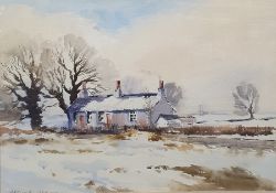 Arthur Gee (1934-2011) Watercolour Cottage in a winter landscape, signed lower left, 51 x 73cm
