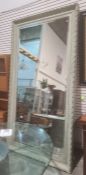 Large rectangular mirror with bevelled edged glass plate, moulded cream painted frame, 260cm x 140cm