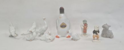 Six various Nao model geese, a Nao hippopotamus, 11cm approx, a Beswick 'Pong Ping', Royal