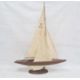Varnished and painted wood model yacht with canvas sails and the associated wooden stand, 102cm high - Image 3 of 4