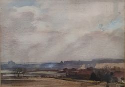 British - 20th century Watercolour Winter landscape scene, unsigned, 17 x 23cm and Ray Evans -