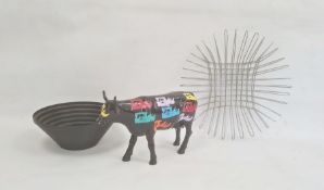 Modern Alessi epoxy resin black coloured steel bowl, circular and stepped, designer model ceramic