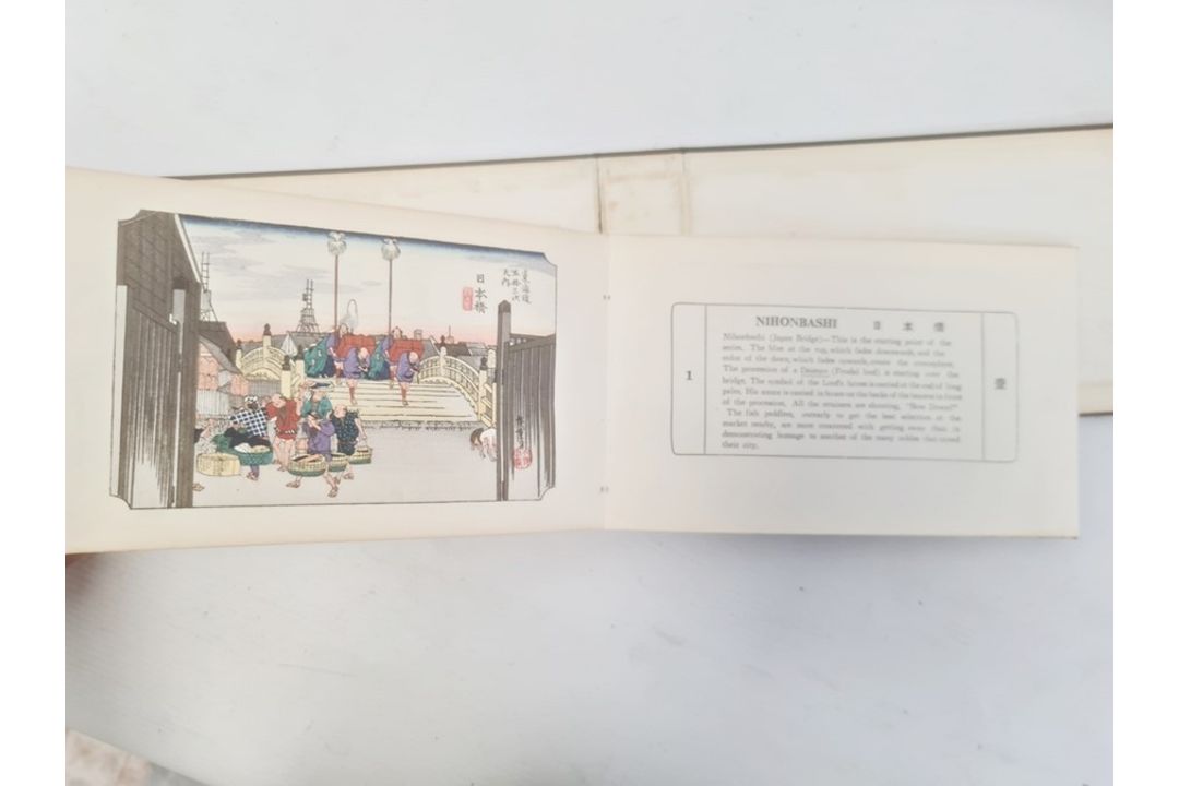 Hiroshige, Ichiryusai, a miniature book, "The Tokaido Fifty Three Stations", folding out to reveal - Image 5 of 16