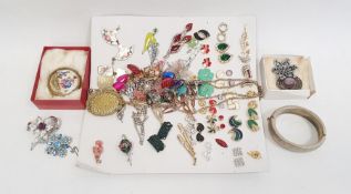 Silver and red paste ring marked 800 and a quantity of other costume jewellery including earrings,