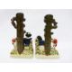 Pair of reproduction Staffordshire vases, the bases of each modelled with a seated figure surrounded - Image 2 of 2
