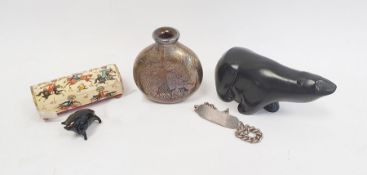 *** WITHDRAWN **** A single cut steel drop earring, a 'French Jet' necklace and pair of earrings and