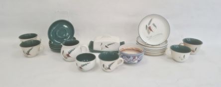 Poole pottery bluebird bowl with impressed mark to base and initialled 'FX', 13cm and a quantity