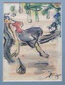 20th century - Unknown artist Pen and coloured wash sketches Figures, all signed and dated H '95, 19