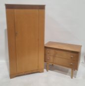 Mid century oak bedroom suite consisting of single door wardrobe and two-drawer chest by Lebus